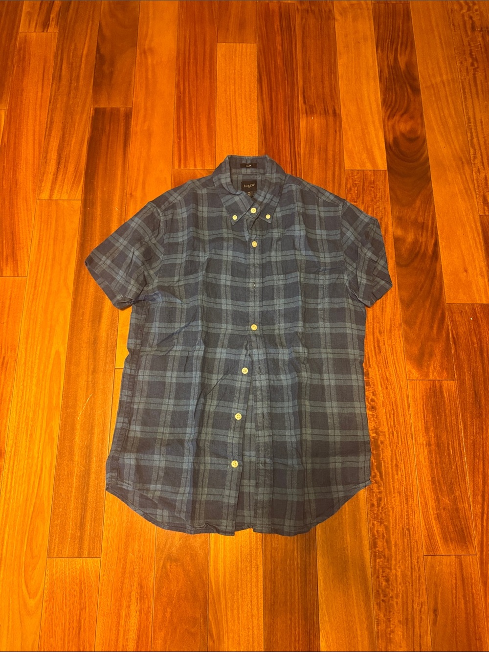J. Crew Short-Sleeve Plaid Button-Down Shirt - Navy